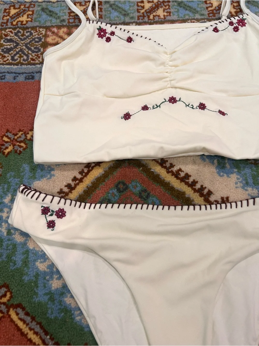 Frankie’s bikinis Embroidered Two-Piece Bikini Set
